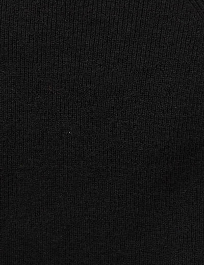 Pull droit col bateau manches longues noir femme