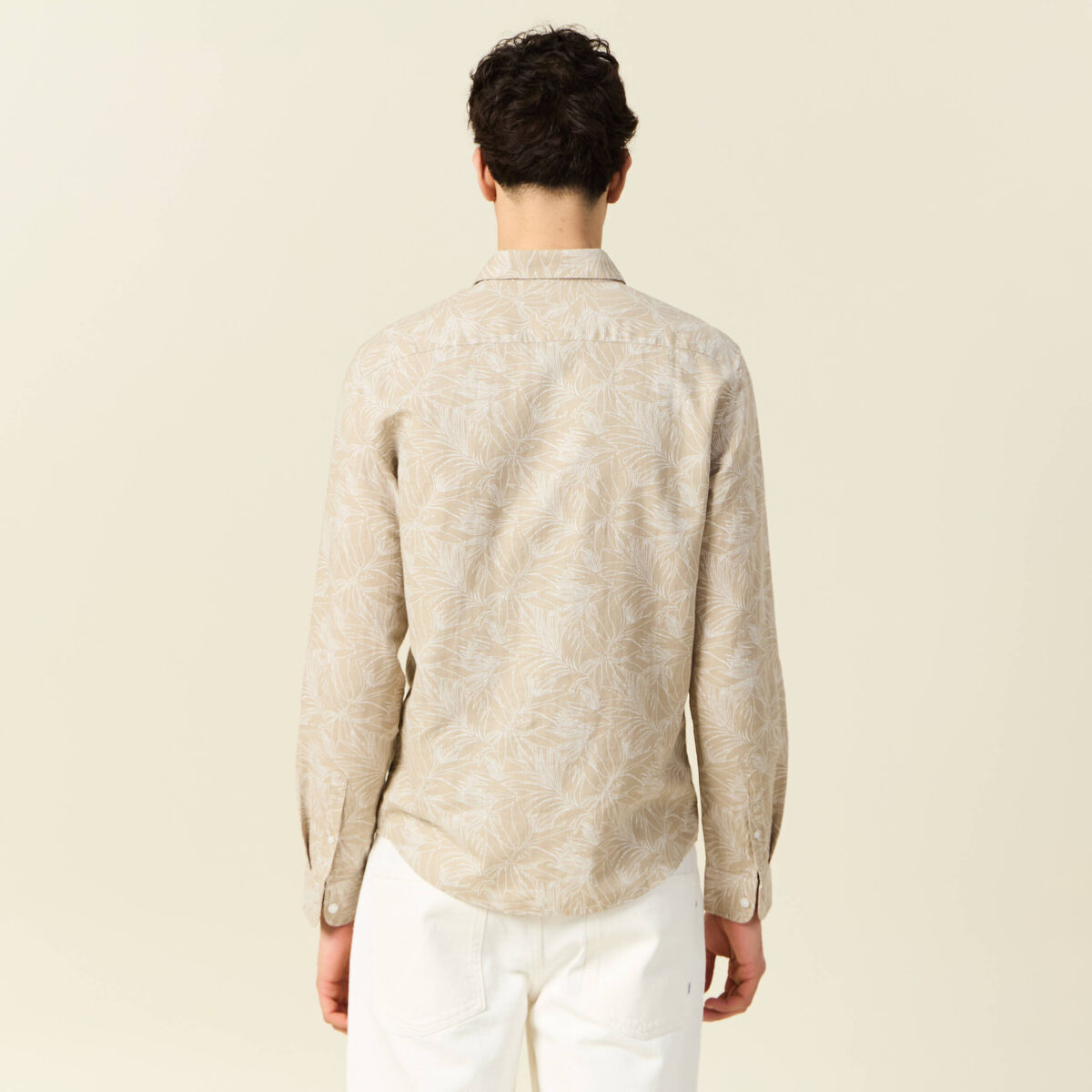 Chemise manches longues beige homme