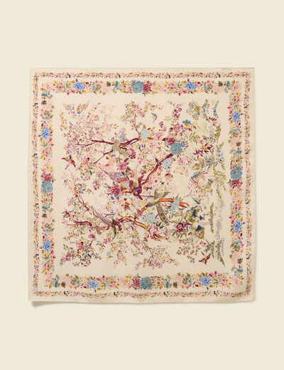 Foulard satin&eacute; ecru femme