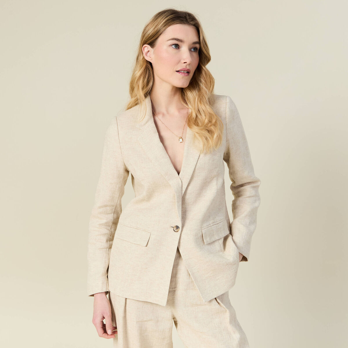 Veste esprit blazer sable femme
