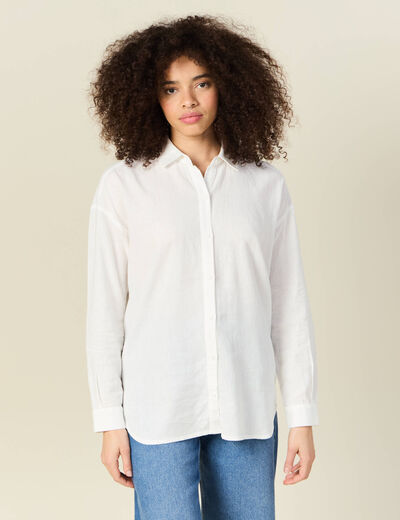 Chemise manches longues ecru femme
