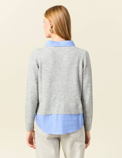 Pull manches longues gris clair femme