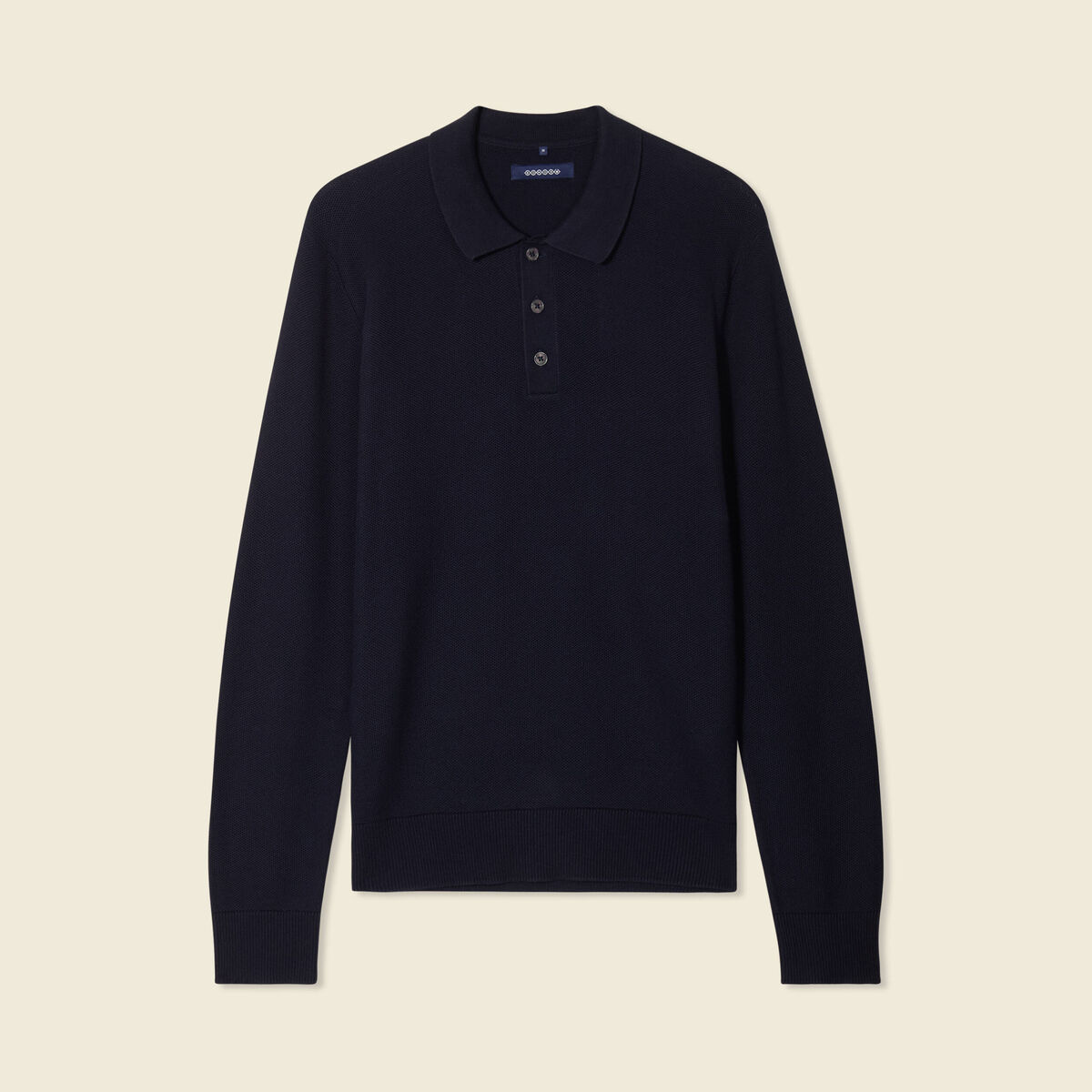 Polo manches longues bleu marine homme