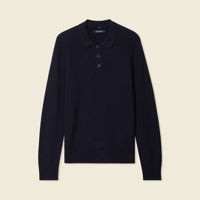 Polo manches longues bleu marine homme