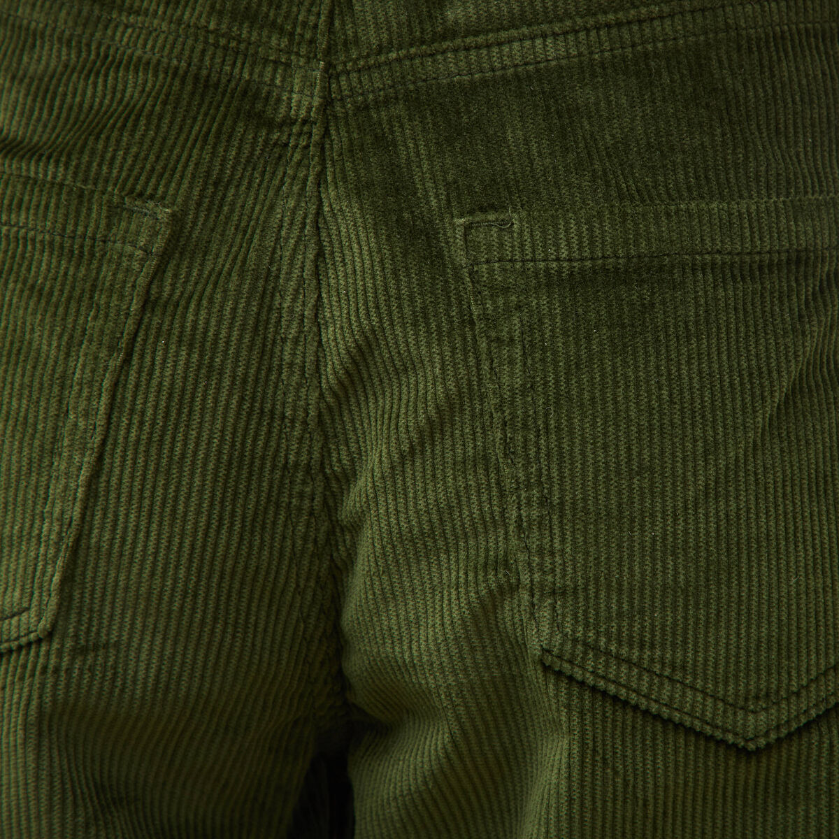 Pantalon barrel taille haute velours vert fonc&eacute; femme