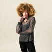 T-shirt manches longues brillant noir femme