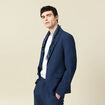 Blazer manches longues col tailleur bleu marine homme