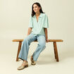 Chemise manches courtes vert pastel femme