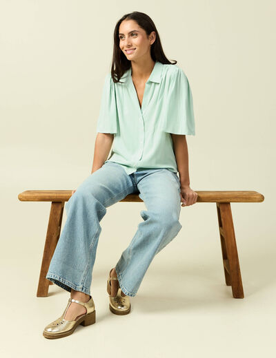 Chemise manches courtes vert pastel femme