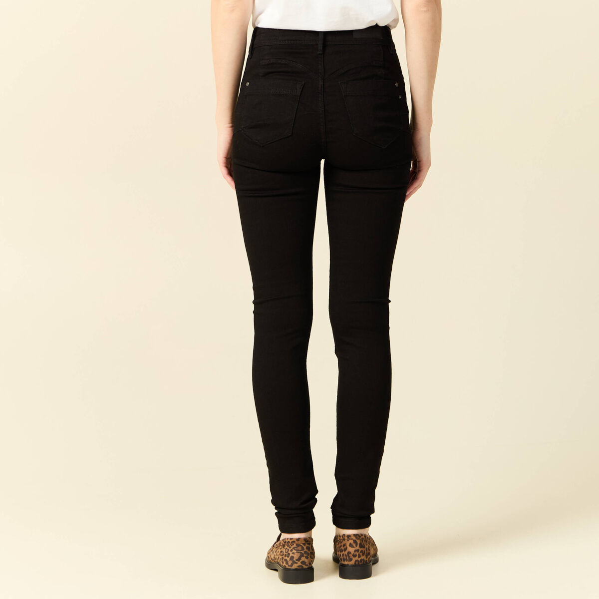Jeans skinny push-up taille standard denim noir femme