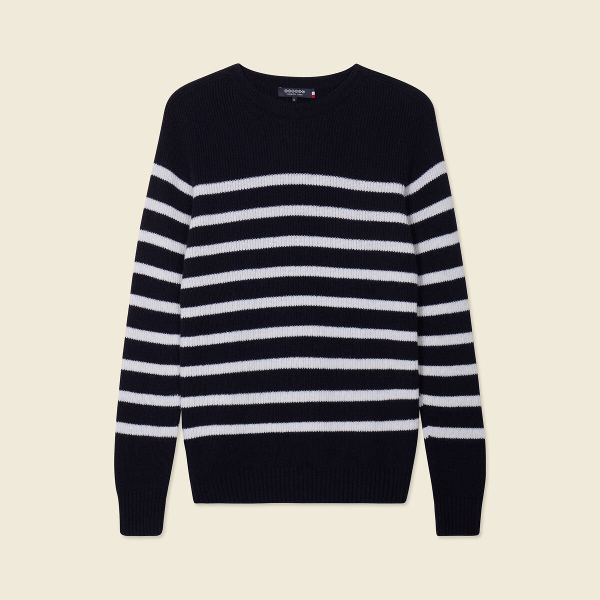 Pull manches longues fabriqué en France bleu marine homme