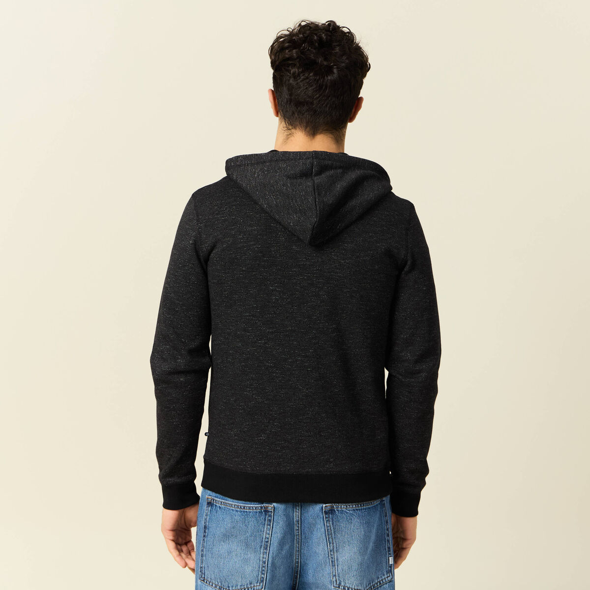 Gilet manches longues zippé noir homme