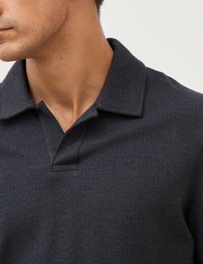 Polo manches longues noir homme
