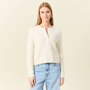 pull manches longues ajoure ecru femme Pull manches longues ajouré ecru femme
