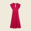 Robe fluide col v manches courtes rouge clair femme