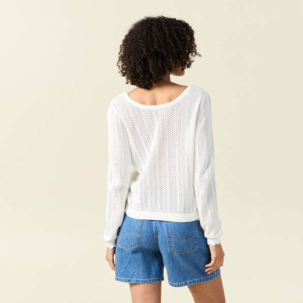 gilet dos devant ajoure ecru femme Gilet dos devant ajouré ecru femme