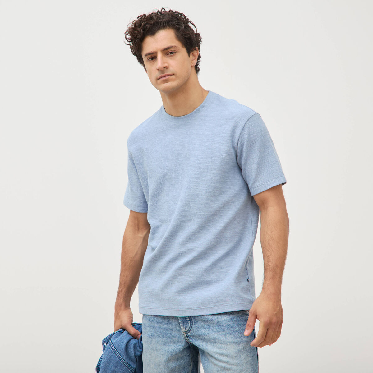 T-shirt manches courtes bleu gris homme