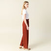 Pantalon large fluide noeud marron cognac femme