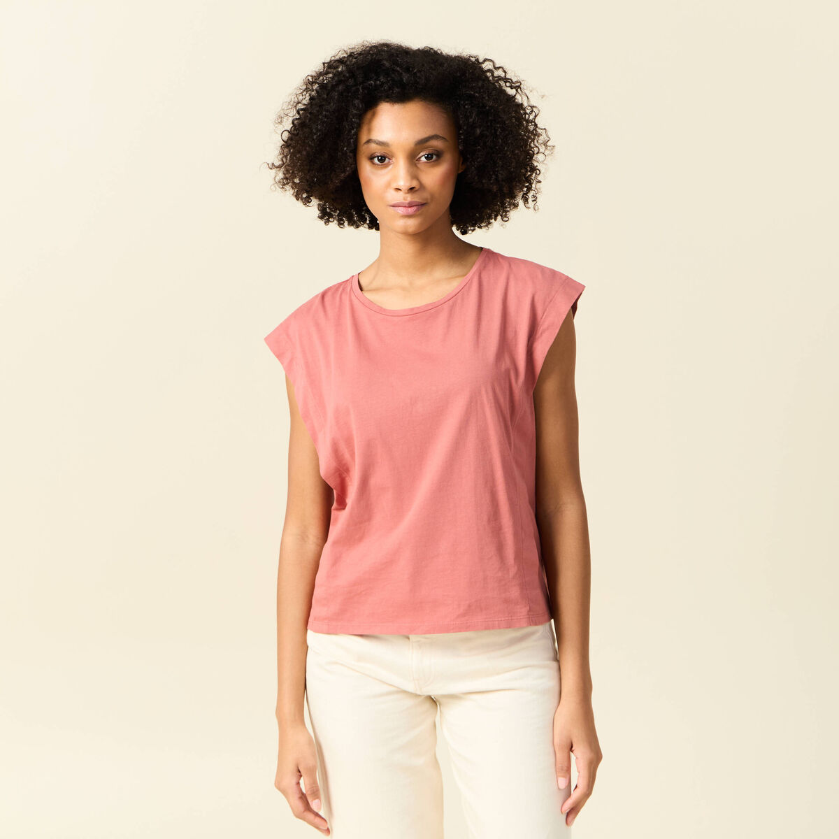 T-shirt manches courtes rouge foncé femme