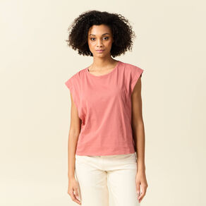 t shirt manches courtes rouge fonce femme T-shirt manches courtes rouge foncé femme