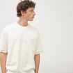 Sweat ample col rond manches courtes ecru homme