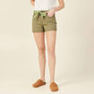 Short straight ceinturé jean vert kaki femme