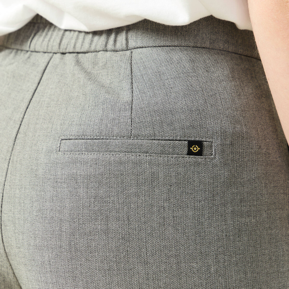 Pantalon large taille haute fluide gris femme