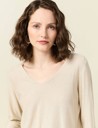 Pull manches longues ecru femme