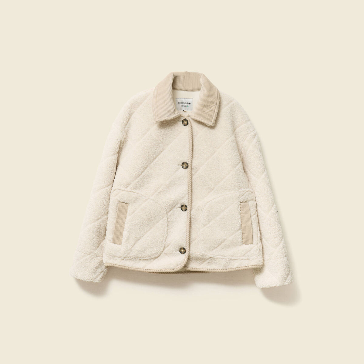 Blouson bouclette creme femme