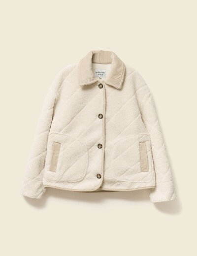 Blouson bouclette creme femme