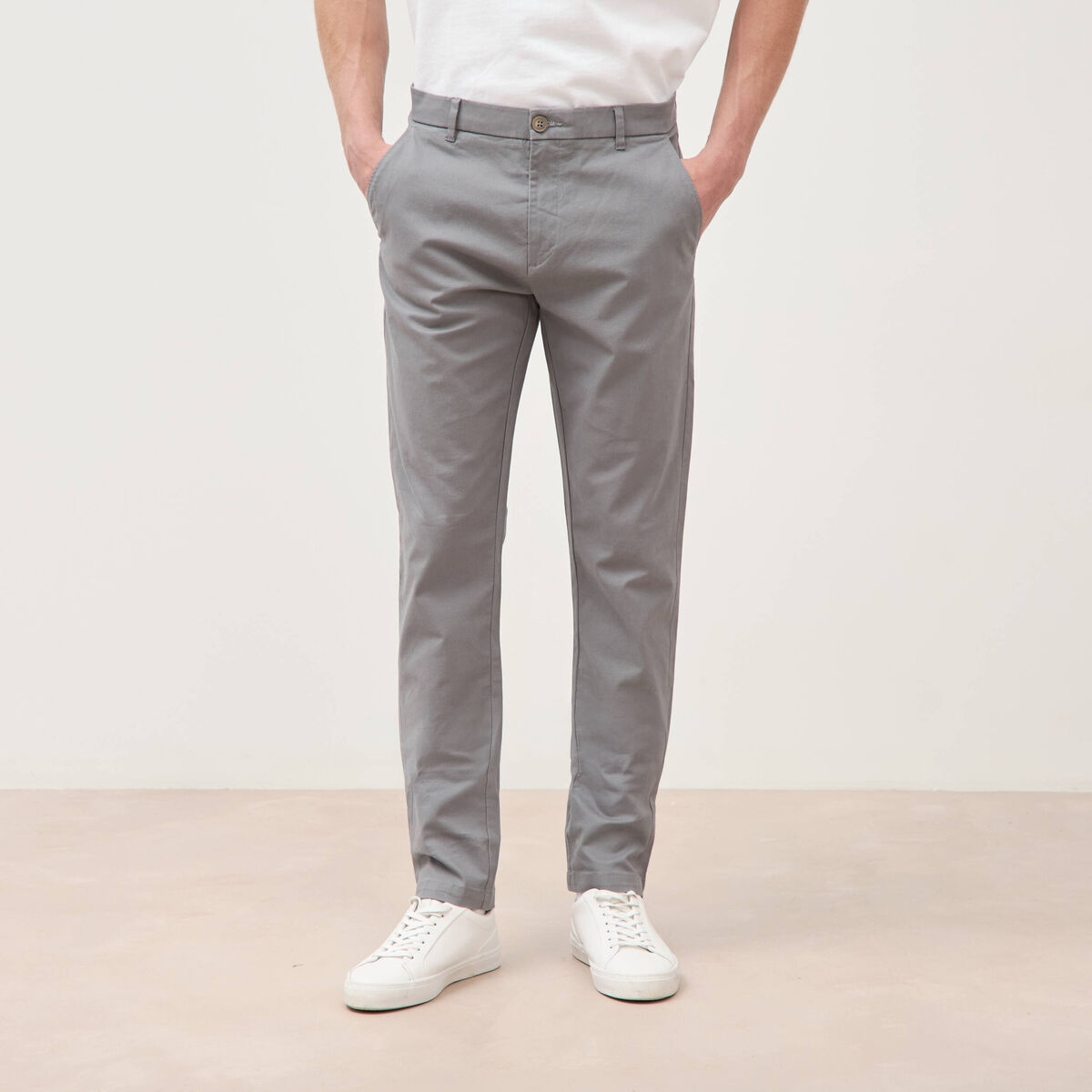 Pantalon chino slim gris homme