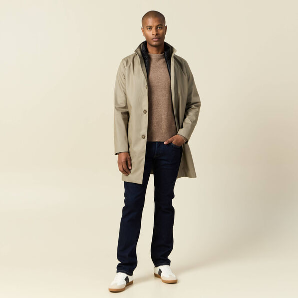 trench mi long col montant vert kaki homme Trench mi-long col montant vert kaki homme