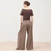 Pantalon large taille standard marron femme