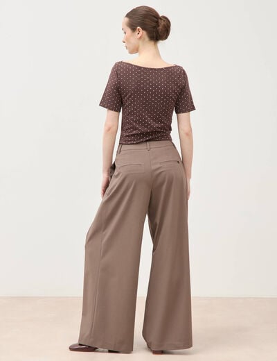Pantalon large taille standard marron femme