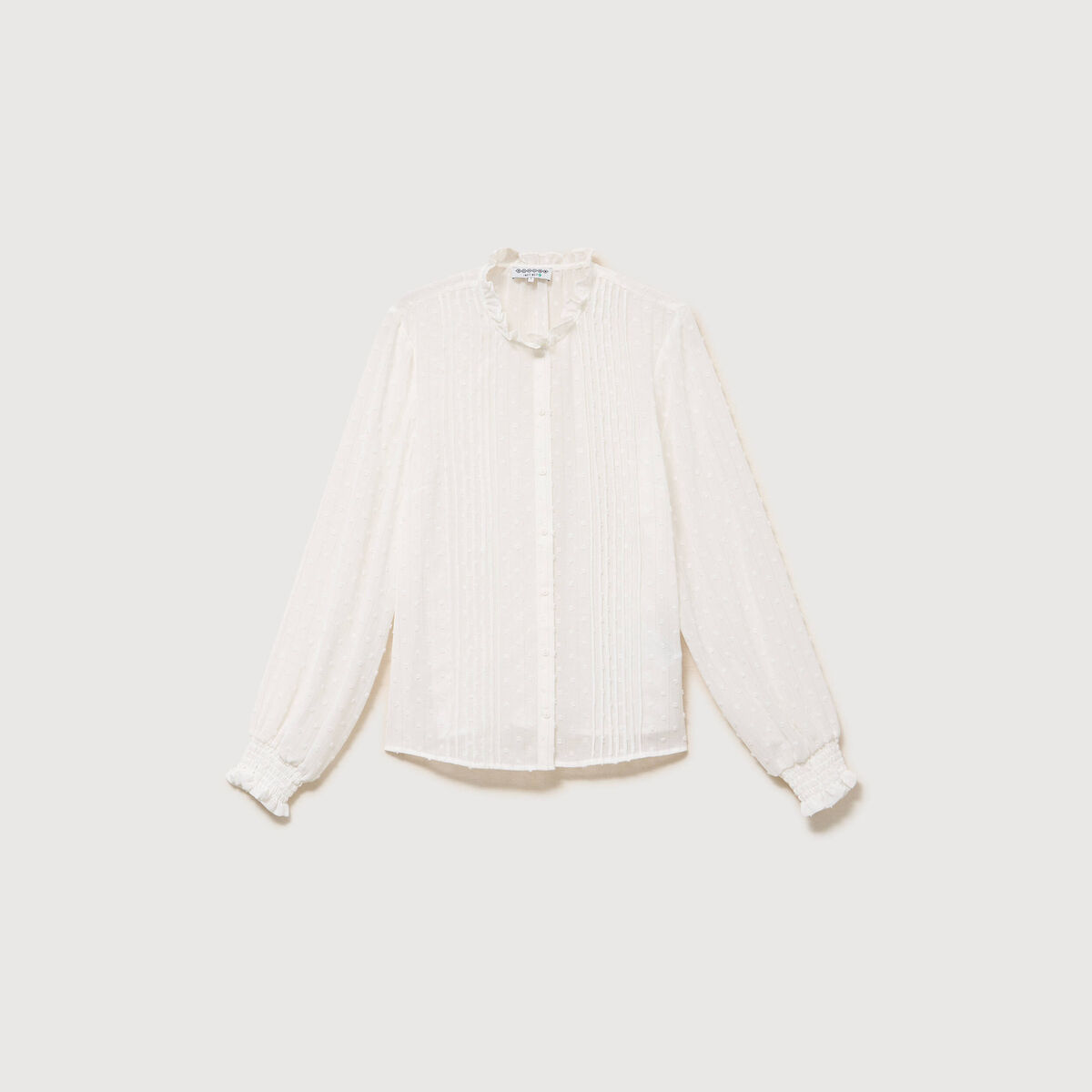 Chemise droite manches longues ecru femme