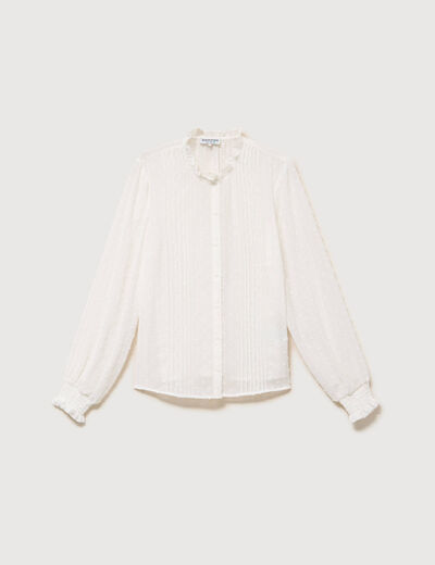 Chemise droite manches longues ecru femme