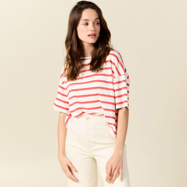 t shirt manches courtes ecru femme T-shirt manches courtes ecru femme