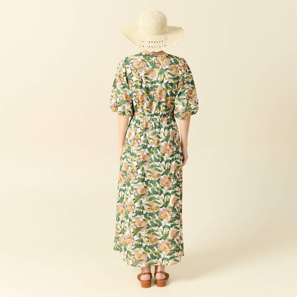 Robe longue évasée blanc femme
