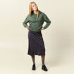 Sweat à capuche brillant vert kaki femme