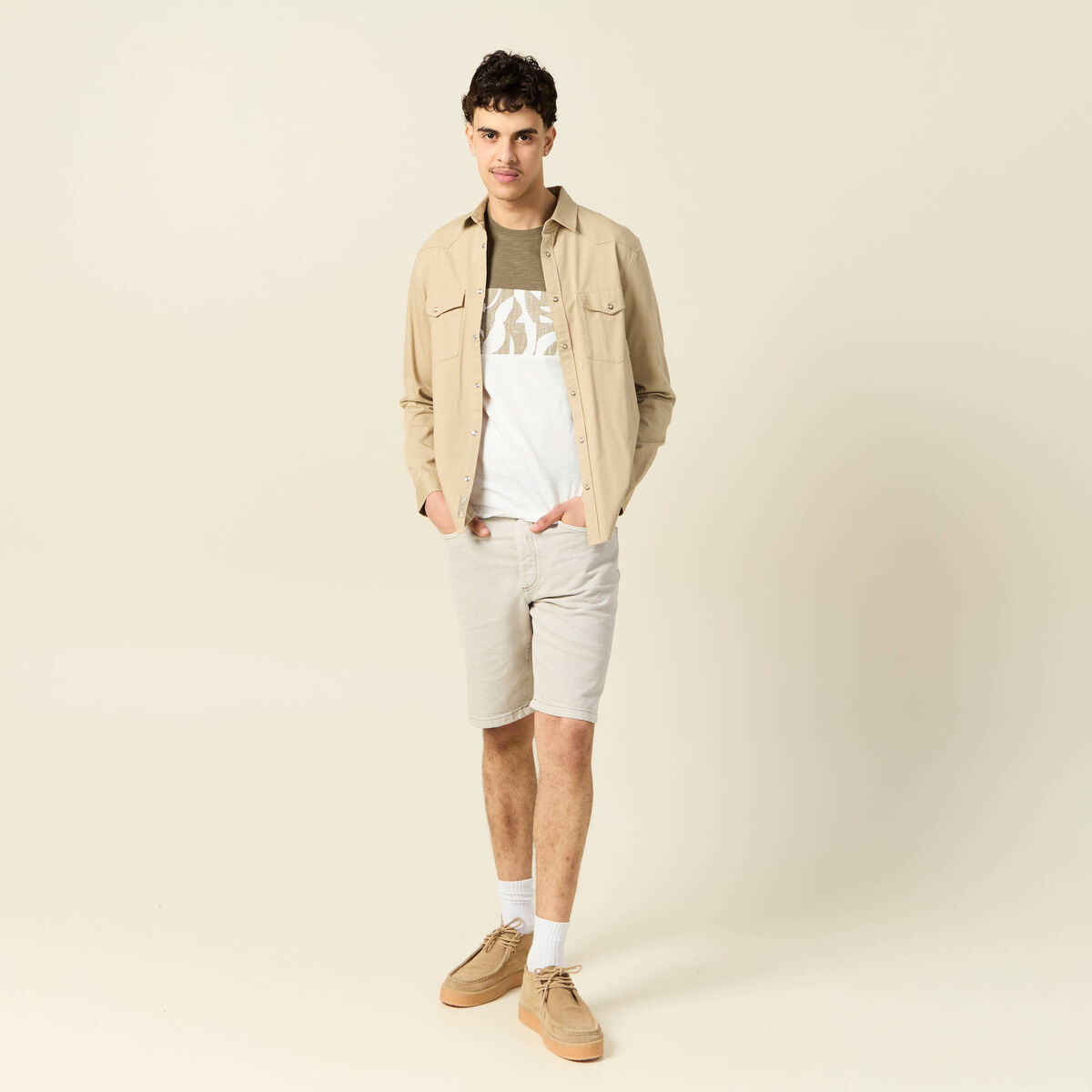 T-shirt manches courtes vert kaki homme