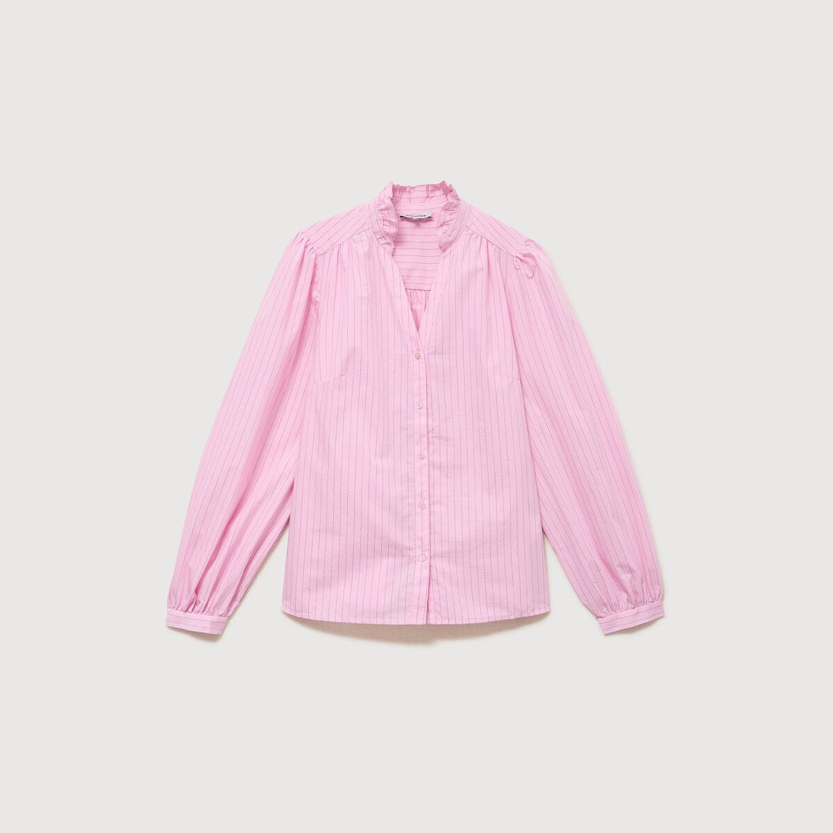 Chemise droite manches longues rose clair femme