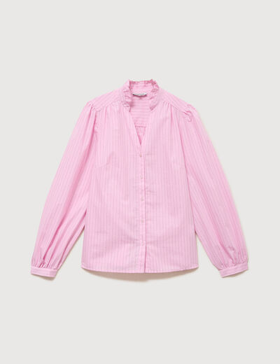 Chemise droite manches longues rose clair femme