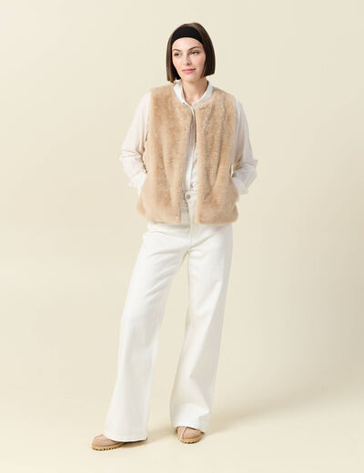 Gilet sans manches doublé beige femme