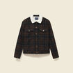 Veste droite courte col chemise marron fonc&eacute; homme