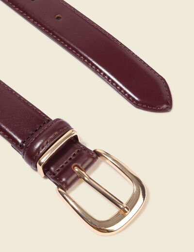 Ceinture fine en cuir prune femme