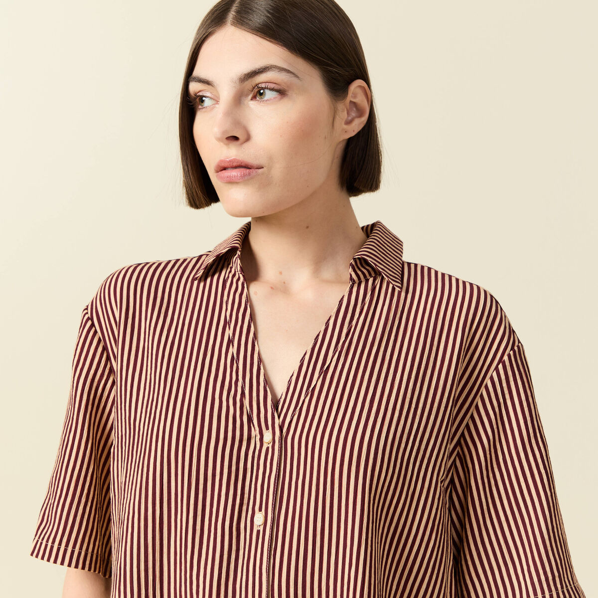 Blouse manches courtes fluide violet femme