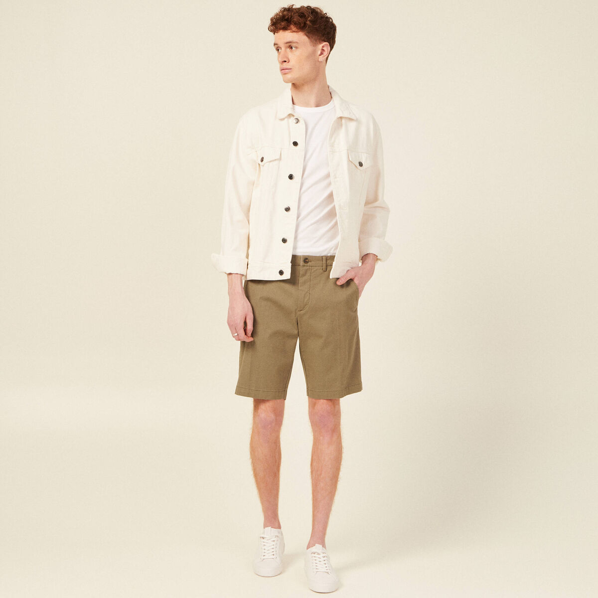 Bermuda droit éco-responsable vert kaki homme