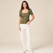 T-shirt manches courtes vert kaki femme