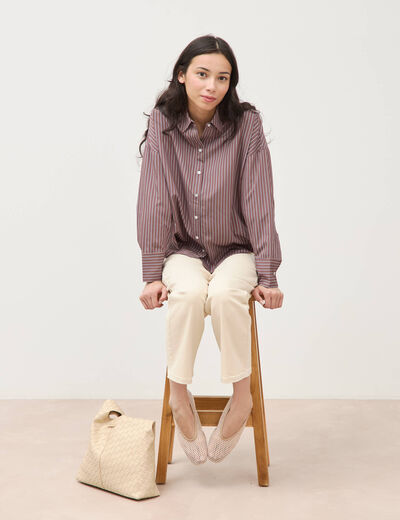 Chemise ample manches longues fluide marron femme