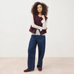 Cardigan droit sans manches doubl&eacute; bordeaux femme
